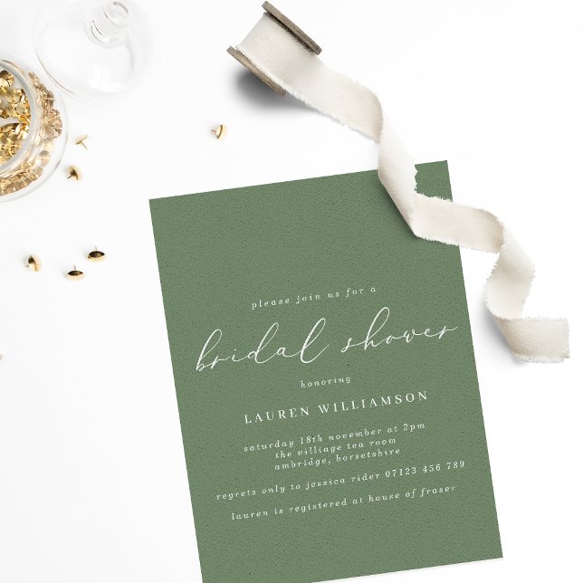 Simple Sage Calligraphy Bridal Shower Invitation (Creator Uploaded)