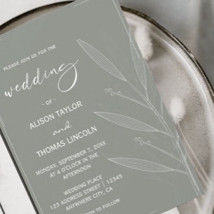 Simple Sage Green and White Floral Invitation