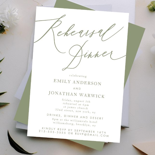 Simple Sage Green and White Modern Calligraphy Invitation (Creator Uploaded)