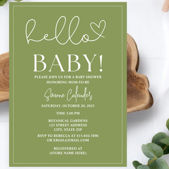 Simple Sage Green Baby Shower Invitation (Creator Uploaded)