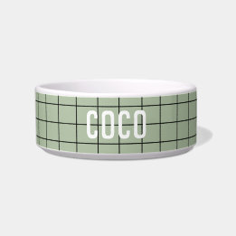 Simple Sage Green Black Check Geometric Modern  Bowl