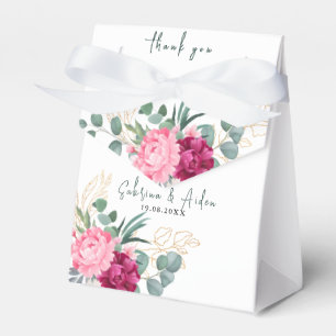 Simple Sage Green   Blush Pink Floral Wedding Favour Box