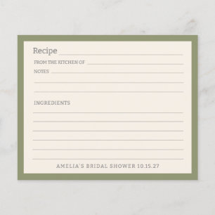 Simple Sage Green Border Personalised Recipe Card