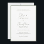 Simple Sage Green Border Script Wedding Invitation<br><div class="desc">Simple elegant script with classic typography wedding invitation bordered with plain square background.</div>