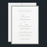 Simple Sage Green Border Script Wedding Invitation<br><div class="desc">Simple elegant script with classic typography wedding invitation bordered with plain square background.</div>