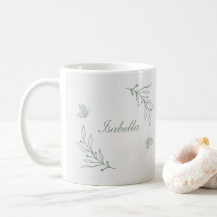 Simple sage green botanical  coffee mug