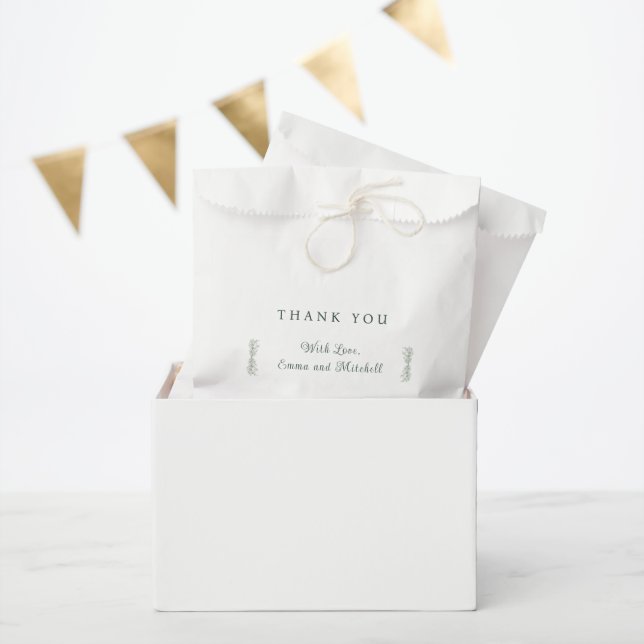 Simple Sage Green Botanical Minimalist Wedding Favour Bags (Party)