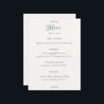 Simple Sage Green Botanical Minimalist Wedding Menu<br><div class="desc">Elevate your reception tables with this elegant sage green botanical wedding menu card. Featuring soft watercolor greenery and clean minimalist typography, this design adds a refined and natural touch to your table décor. Perfect for garden, rustic, or nature-inspired weddings, it beautifully coordinates with greenery-themed wedding stationery. Personalize with your meal...</div>