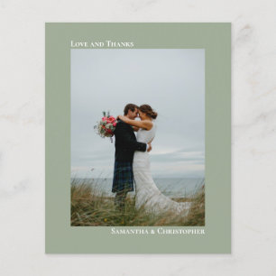 Simple Sage Green BUDGET Wedding Photo Thank You