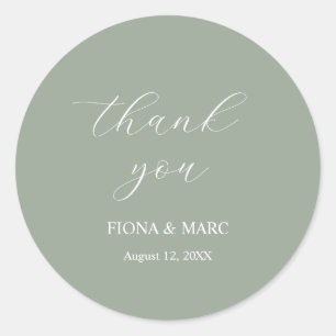 Simple sage green calligraphy wedding sticker