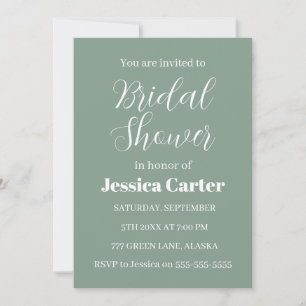 Simple Sage Green Classic Bridal Shower Invitation
