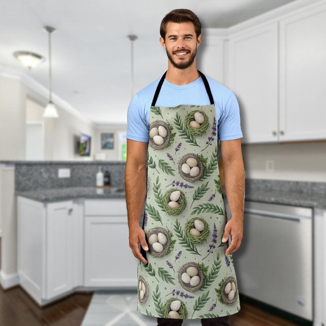 Simple Sage Green Easter Eggs Lavender Nest Apron (Creator Uploaded)