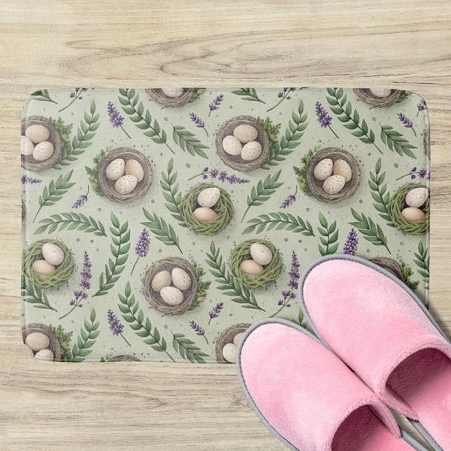 Simple Sage Green Easter Eggs Lavender Nest Bath Mat (Creator Uploaded)