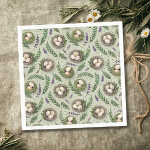 Simple Sage Green Easter Eggs Lavender Nest Napkin