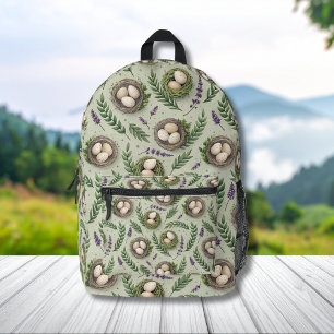 Simple Sage Green Easter Eggs Lavender Nest Printed Backpack