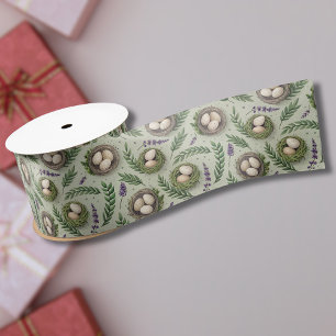 Simple Sage Green Easter Eggs Lavender Nest Satin Ribbon