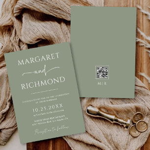 Simple Sage Green Elegant Modern Wedding Invitation