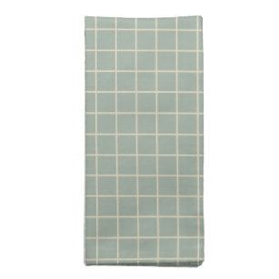Simple Sage Green Grid Lines Graph Pattern  Napkin