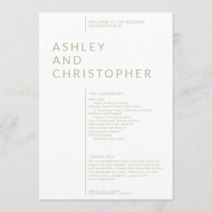 Simple Sage Green Isolated Names Wedding Ceremony Programme