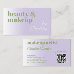 Simple Sage Green Lavender Violet White Typography Business Card