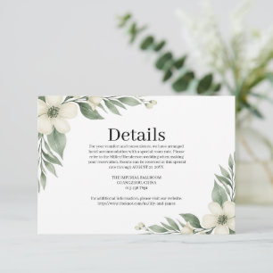 Simple Sage Green Leaf Wedding Guest Information Enclosure Card