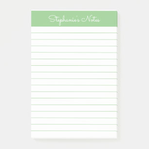 Simple Sage Green Lined Personalised Post-it Notes