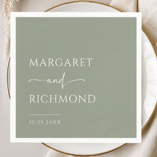 Simple Sage Green Minimalist Wedding Napkin