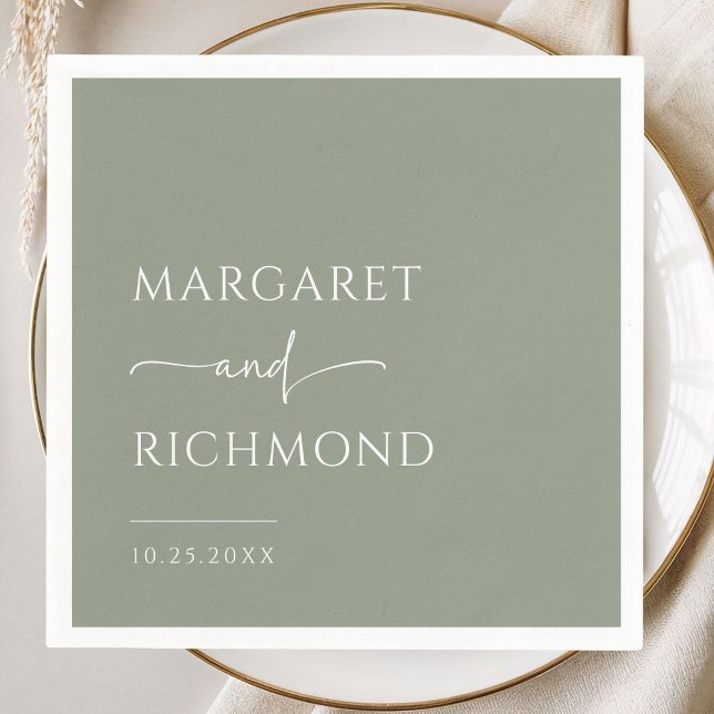 Simple Sage Green Minimalist Wedding Napkin (Creator Uploaded)