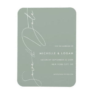 Simple Sage Green Modern Handwritten Script Magnet