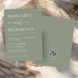 Simple Sage Green Modern Minimalist Wedding Invitation