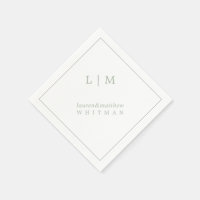 Simple Sage Green Monogram Elegant Wedding