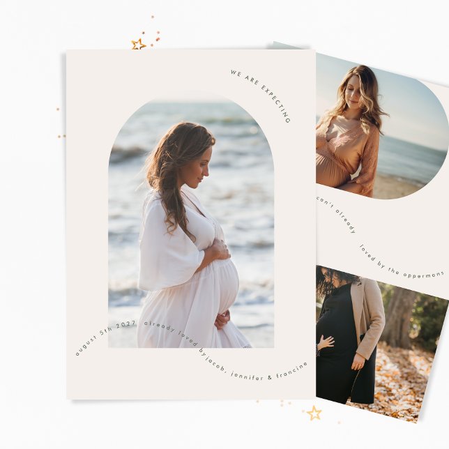 simple sage green photos collage baby pregnancy announcement (Creator Uploaded)