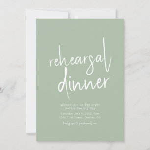 Simple Sage Green Rehearsal Dinner Invitation