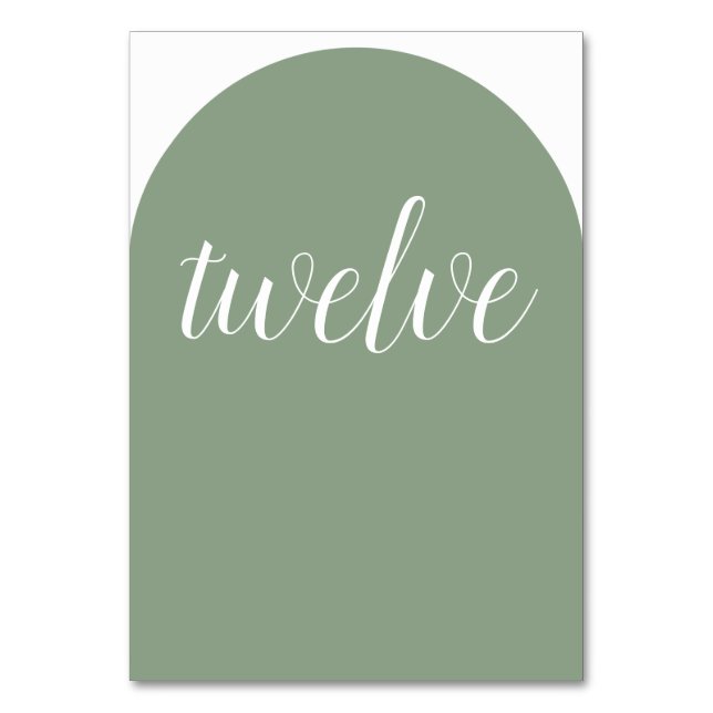 Simple Sage Green Rounded Table Number (Front)