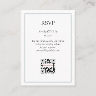 Simple Sage Green RSVP QR Code Option Enclosure Card