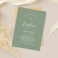 Simple Sage Green Script Infant Baby Photo Baptism