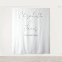 Simple Sage Green Script Wedding Photo Backdrop