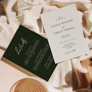 Simple Sage Green Typography Script Wedding Invitation