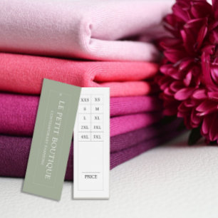 Simple Sage Green US Clothing Size Chart Price Tag