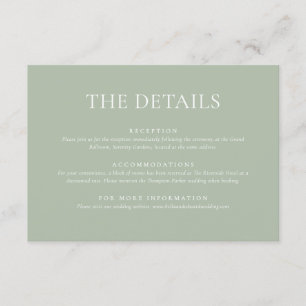 Simple Sage Green Wedding Enclosure Card