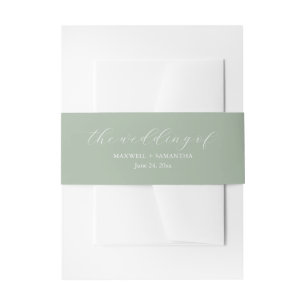 Simple Sage Green Wedding Invitation Belly Band