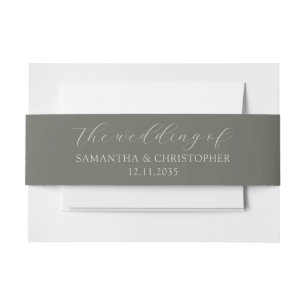 Simple Sage Green Wedding of Invitation Belly  Band