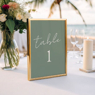 Simple Sage Green Wedding  Table Number