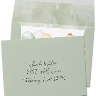 simple sage green with watercolor texture inner envelope