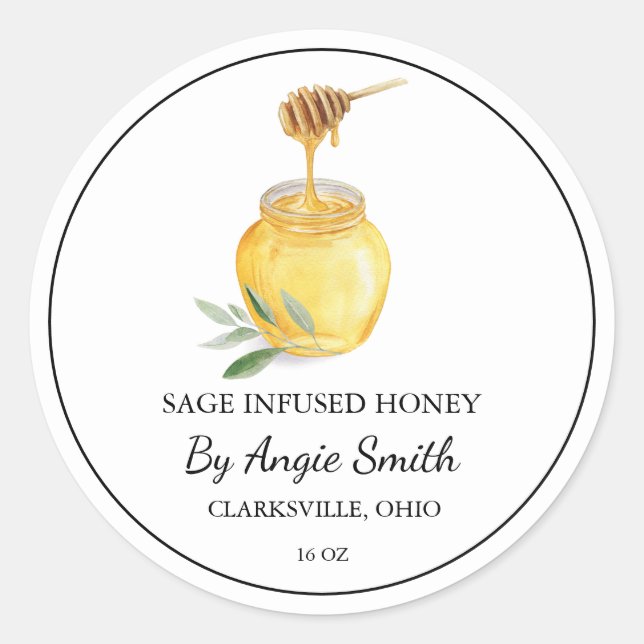 Simple Sage Infused Honey Label (Front)