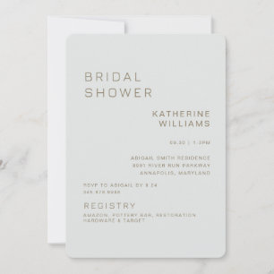 Simple Sage Modern Bridal Shower Invitation