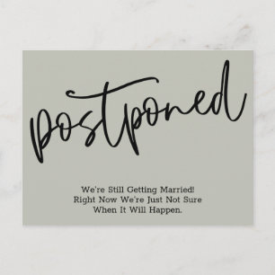 Simple Sage Postponed Wedding Announcement Postcard