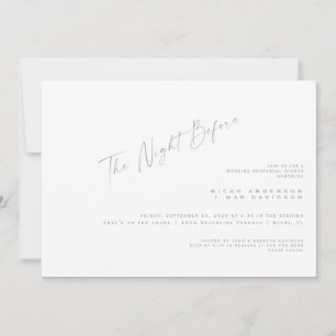 Simple Sage Text The Night Before Rehearsal Dinner Invitation