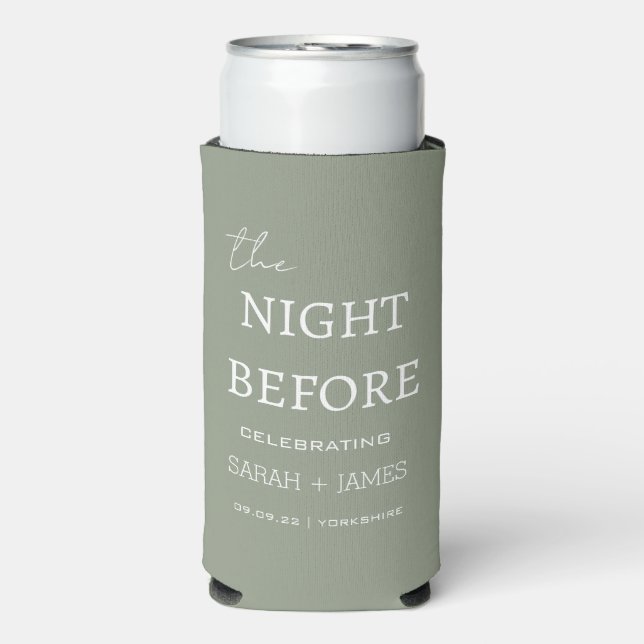 Simple Sage the Night Before Minimal Wedding   Seltzer Can Cooler (Seltzer Front)