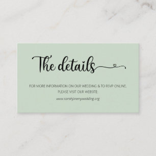 Simple Sage Wedding Details Website Enclosure Card
